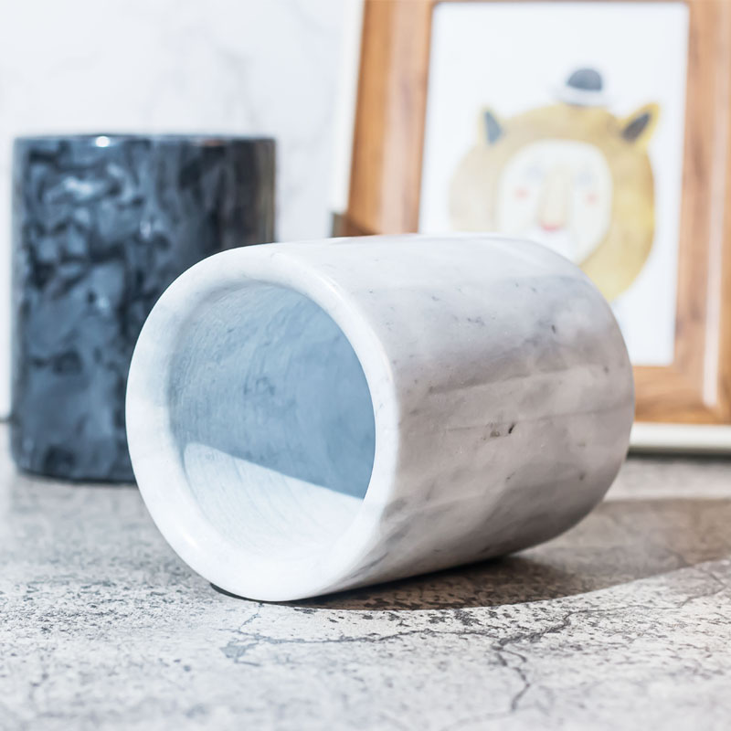 White Marble Candle Holder Jar 7oz