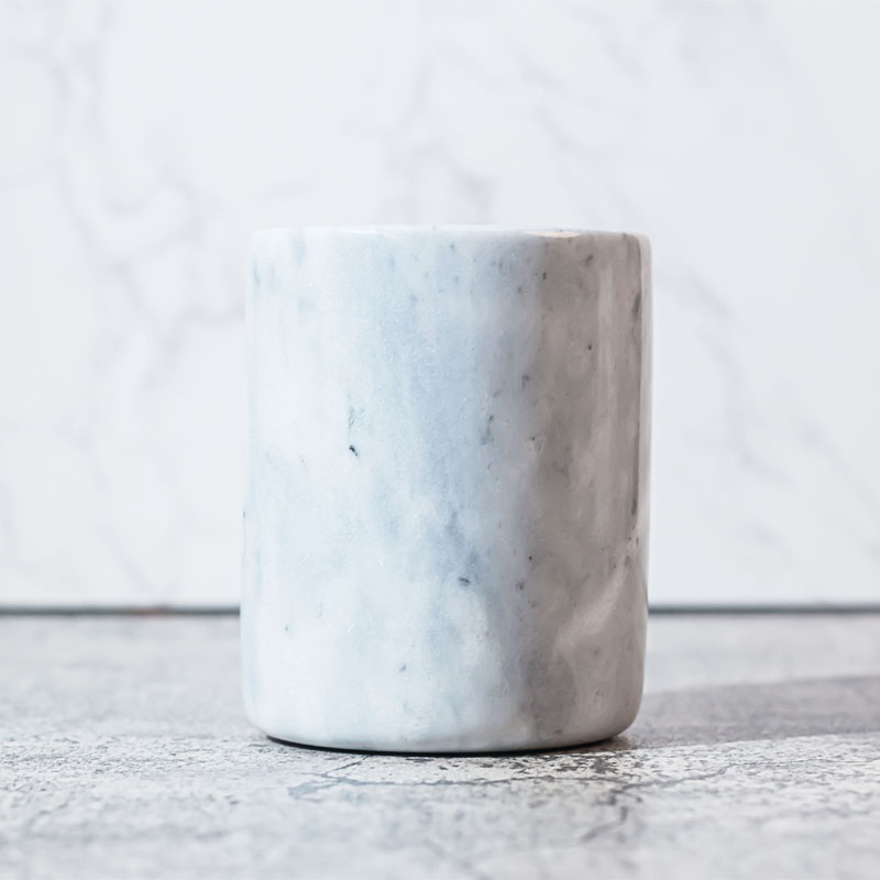 White Marble Candle Holder Jar 7oz