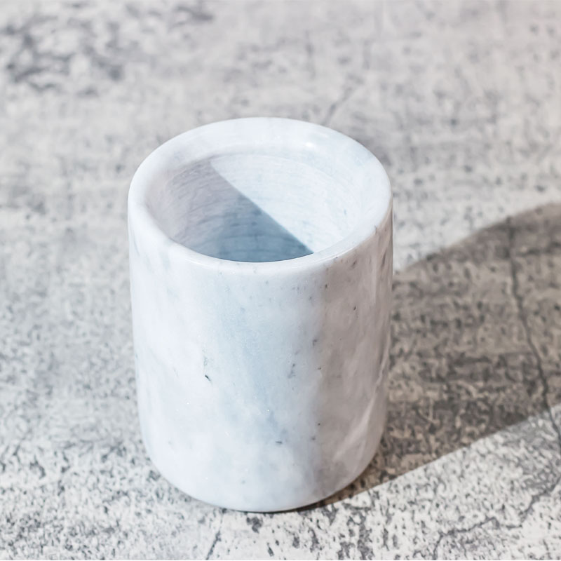 White Marble Candle Holder Jar 7oz