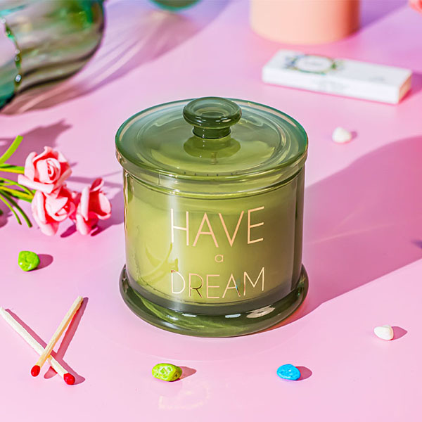 Récipient en verre coloré vide de 9 oz avec couvercle en gros HAVE a DREAM