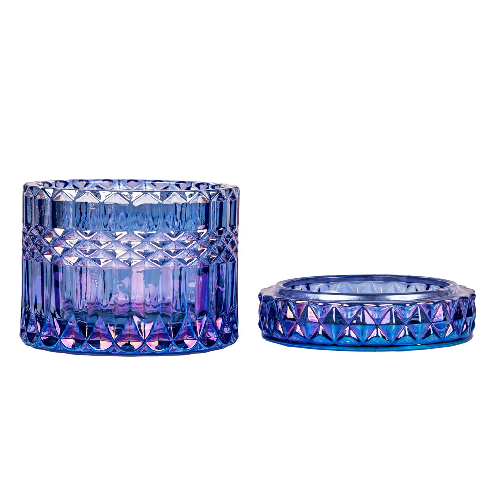 Suministros para velas Frasco de vela de vidrio vacío con aerosoles de colores iridiscentes para velas aromáticas Apple Blue Clover