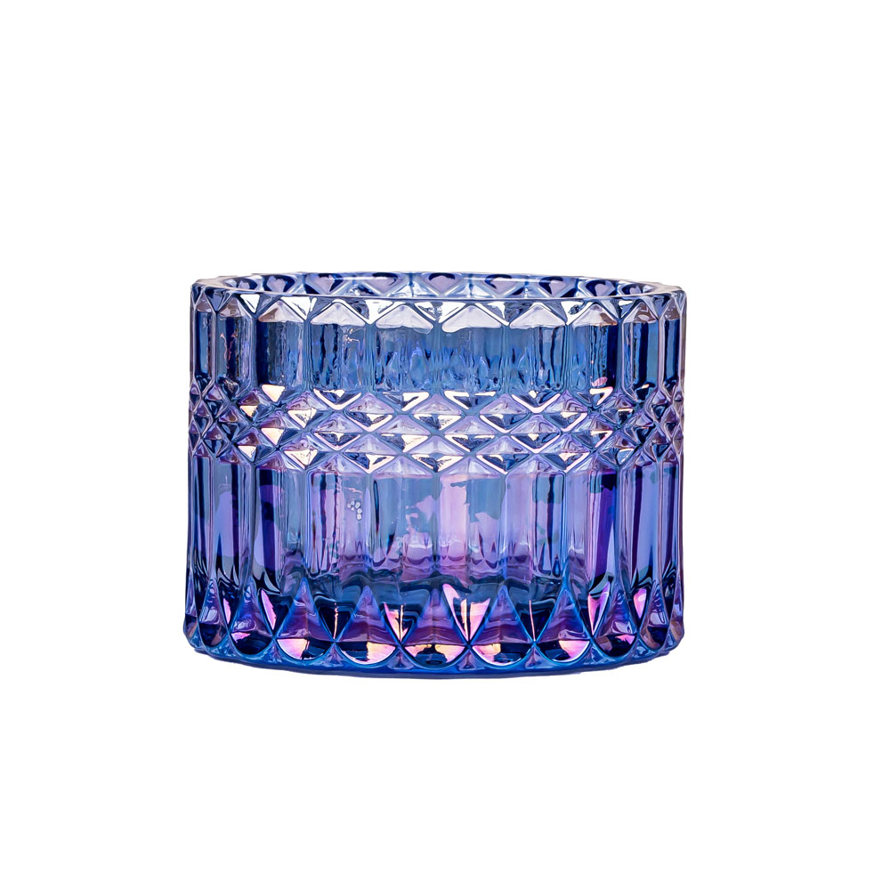 Suministros para velas Frasco de vela de vidrio vacío con aerosoles de colores iridiscentes para velas aromáticas Apple Blue Clover