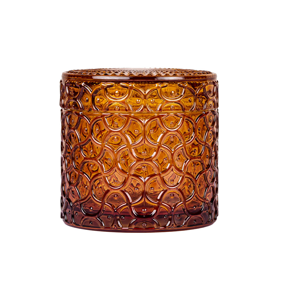 الزجاج النقش فارغة جرة شمعة نذري مع غطاء للبيع 