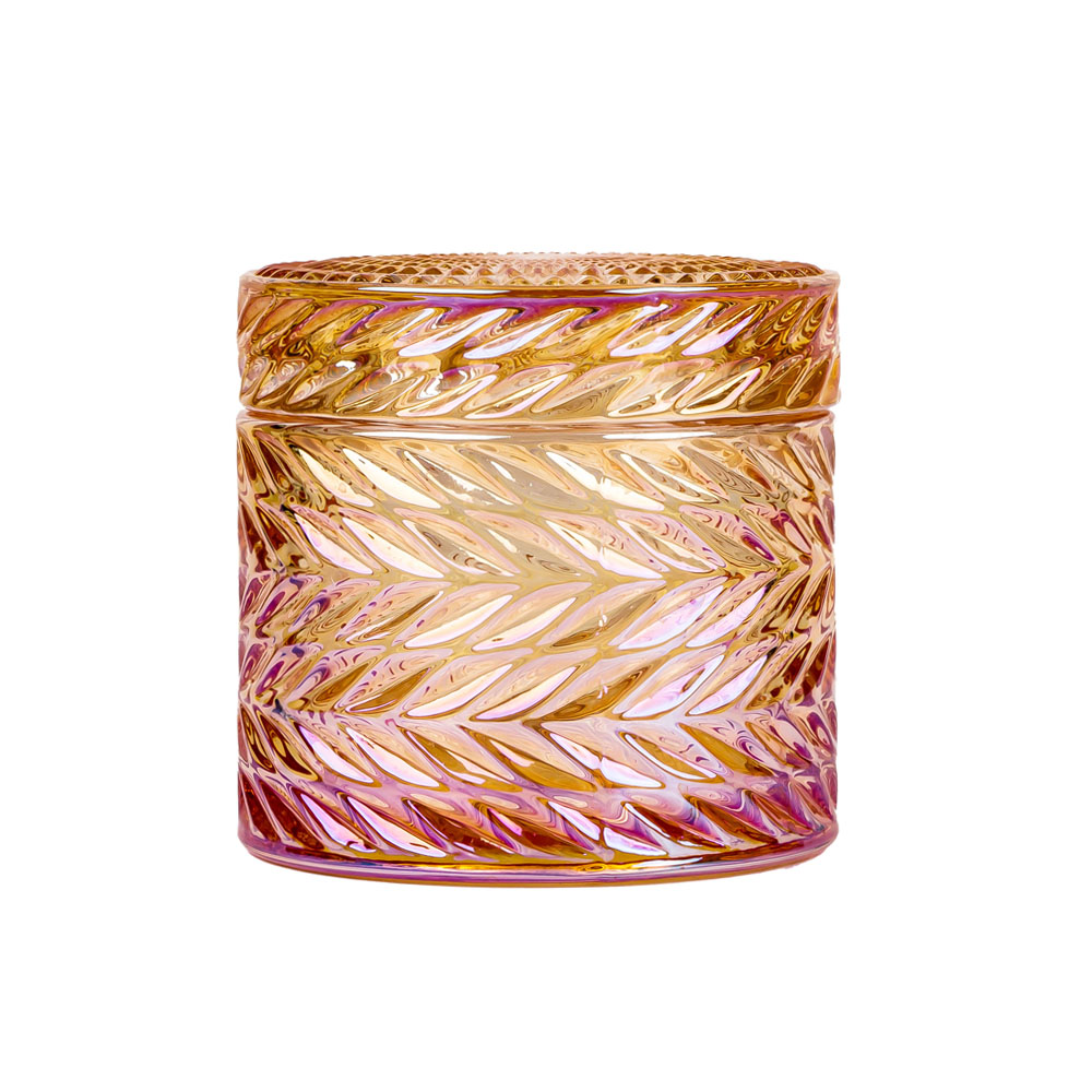 Vidrio de vela texturizado con tapa al por mayor