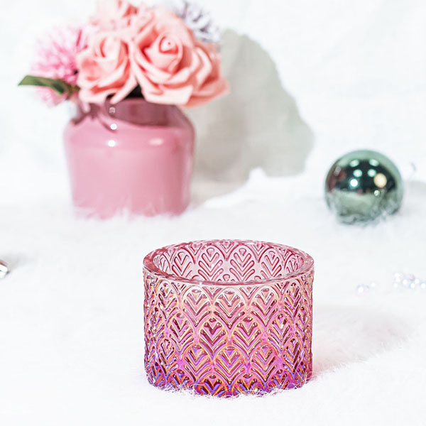 embossment glass candle holder