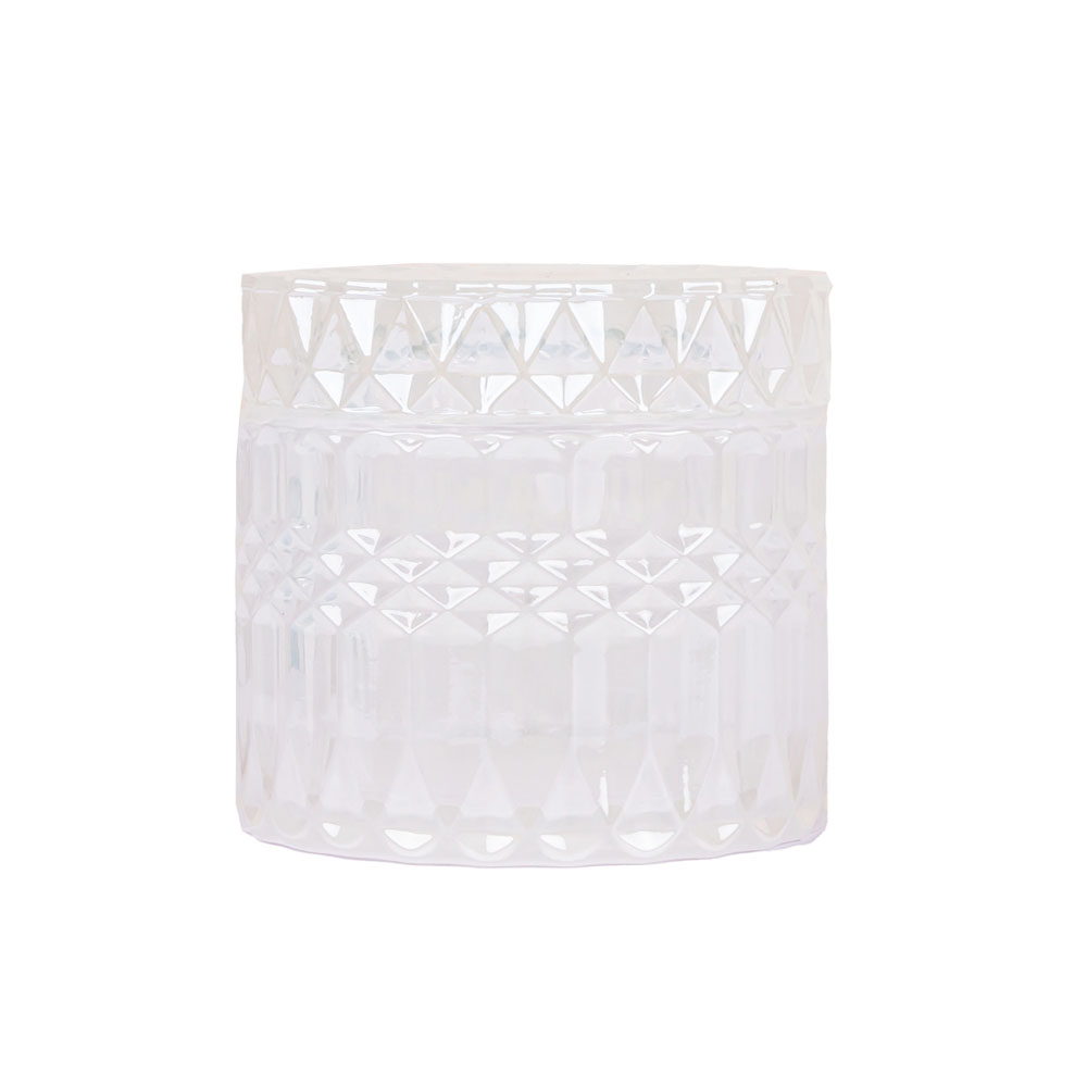 Sparkling Milk White Glass Jar With Matching Lid For Soy Wax Candles