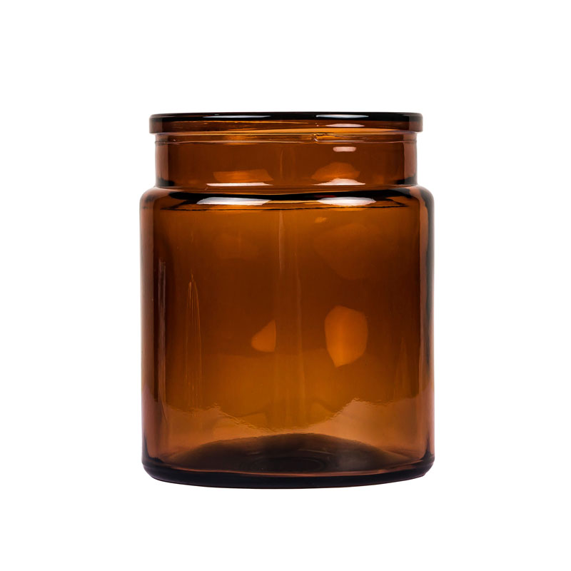 用于香薰蜡烛的空琥珀玻璃蜡烛罐
