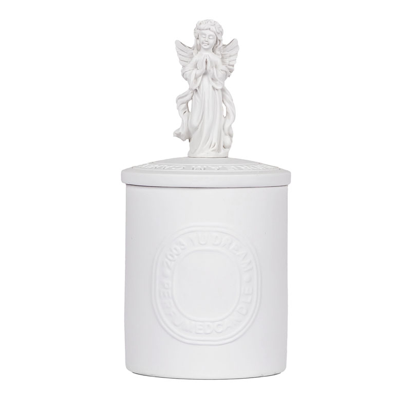 جرة شمعة بورسلين 5 أونصة مع غطاء أبيض