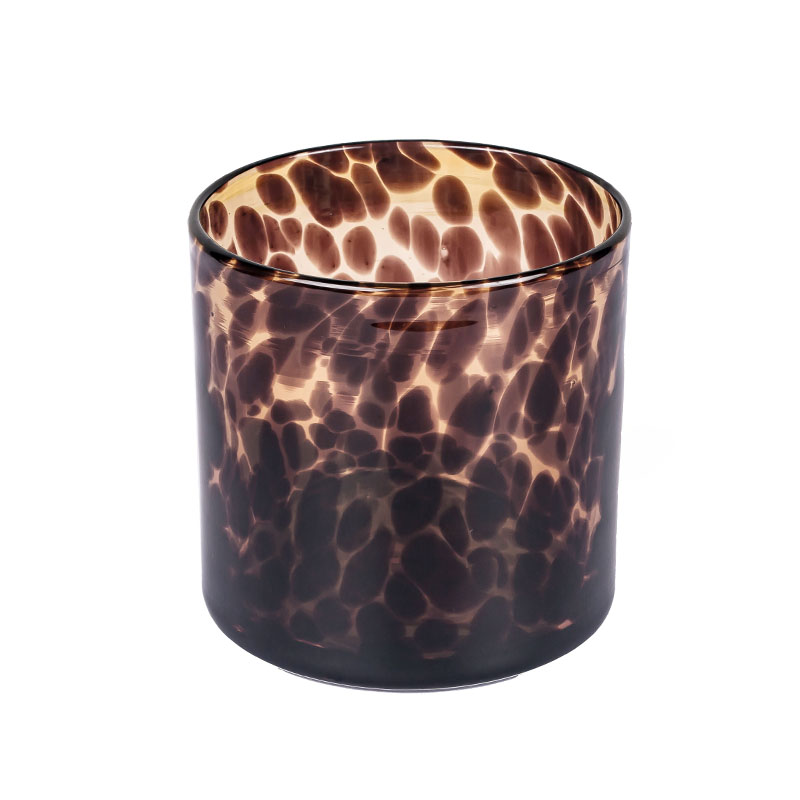 Леопардовый пятнистый коричневый черный контейнер для свечей для соевого воска