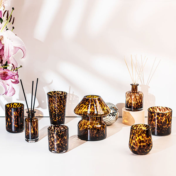 brown black glass candle holders
