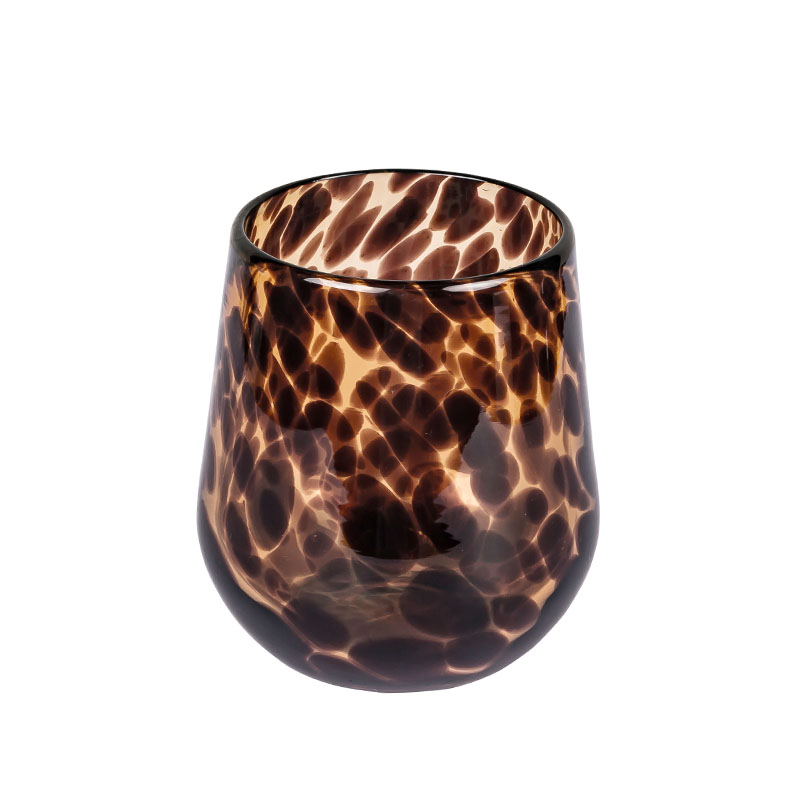 Animal Print Handmade Wine Glass 11oz Candle Holder