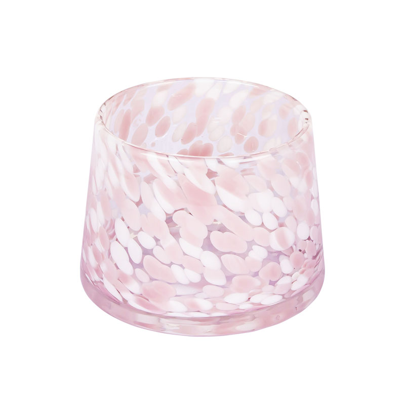豪华手工 9 盎司玻璃罐，用于制作粉红色斑点蜡烛