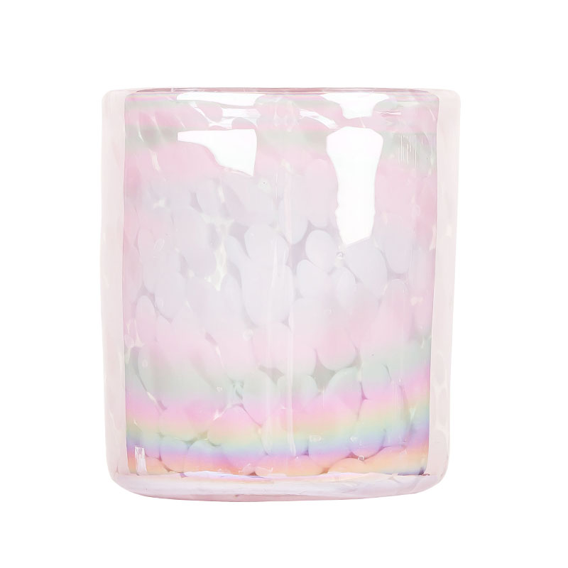Luxury Handmade 9oz Glass Jar For Candles Making Pink Spotted - COPY - 58pl78