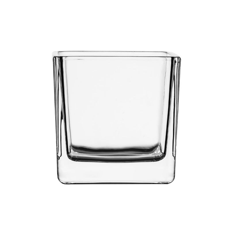 販売のための7オンスの正方形のガラスの透明なキャンドルホルダー3.15