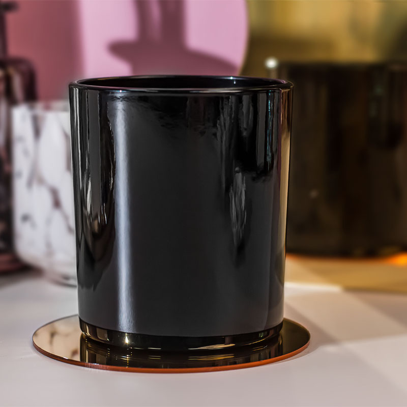 Empty Bulk Glossy Black Spray Glass Candle Jar