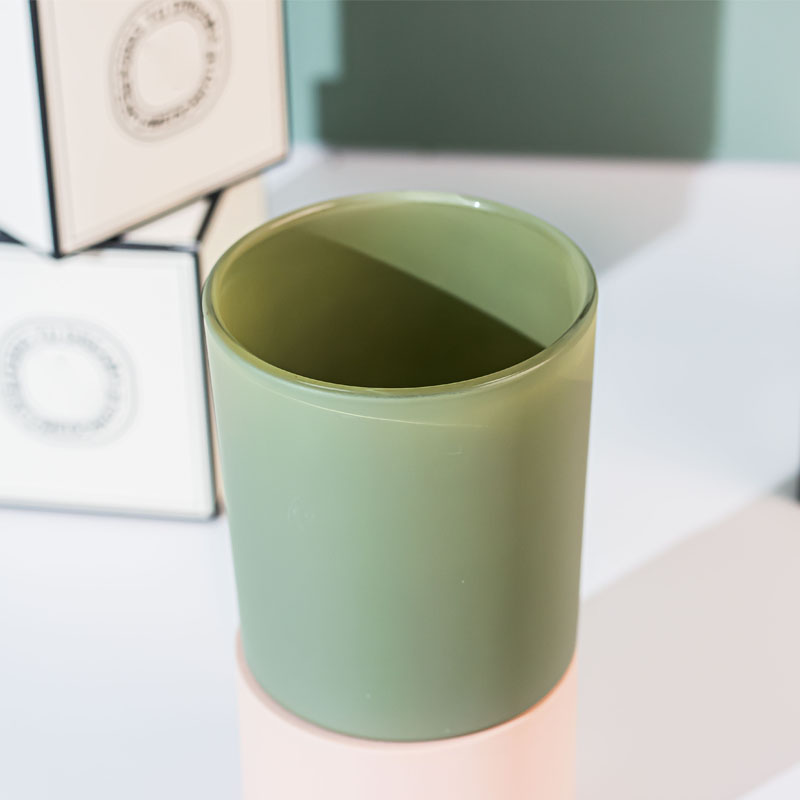 Frasco de vidro verde-oliva fosco para fazer velas