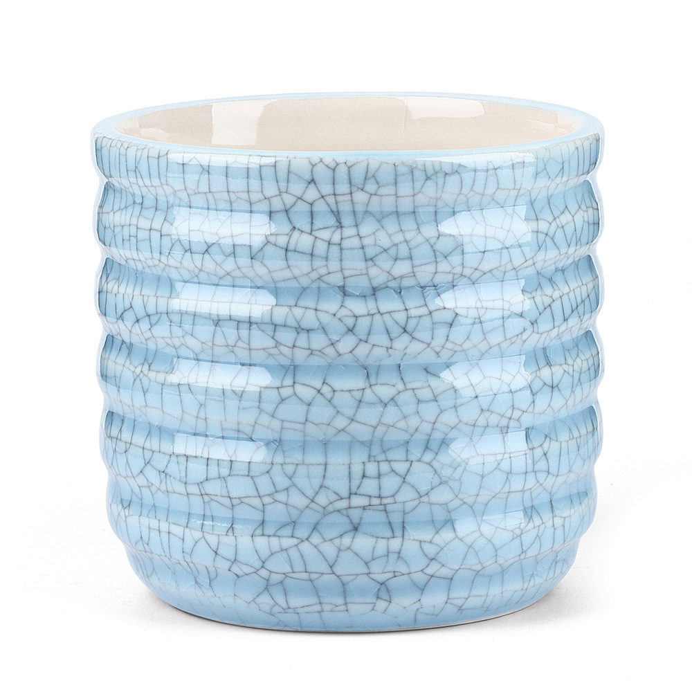 حامل شموع Crazing سيراميك أزرق 14 أونصة
