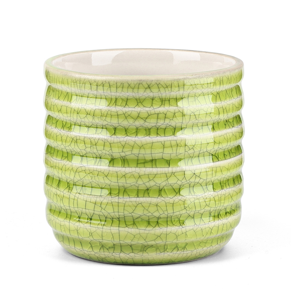 Suporte de vela de cerâmica verde crazing 14 onças