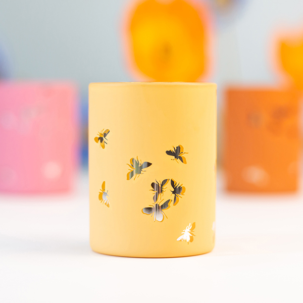 Laser Pemegang Lilin Votive Borosilicate pada Lukisan Kuning