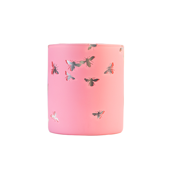 Классический подсвечник на 8 унций, боросиликатное стекло, лазерная гравировка, розовый