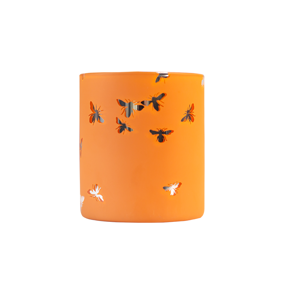 Portavelas clásico de 8 oz de vidrio de borosilicato grabado con láser naranja