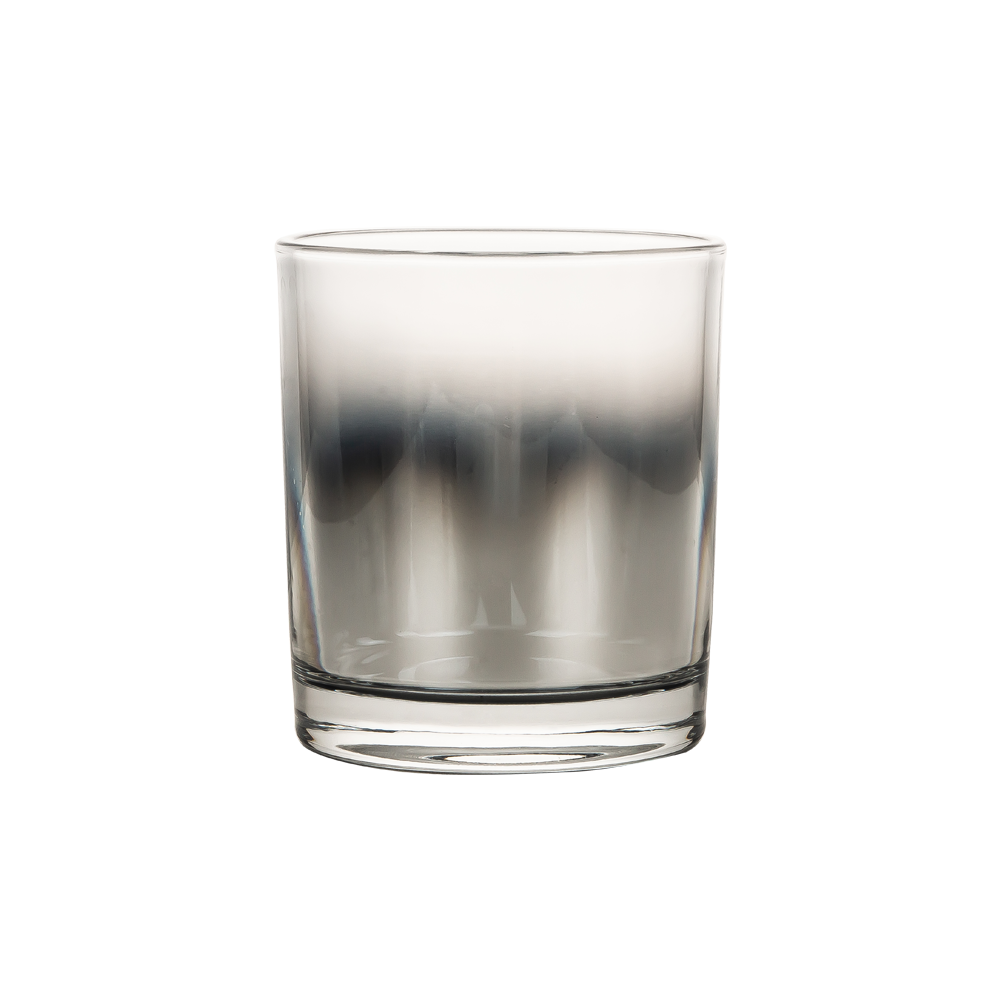 Silver Electroplated Glass Candle Jar Ombre Finish