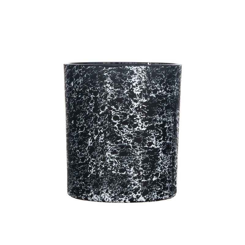 Pemegang Lilin Kaca Kosong Berhias Hitam Untuk Lilin Soya