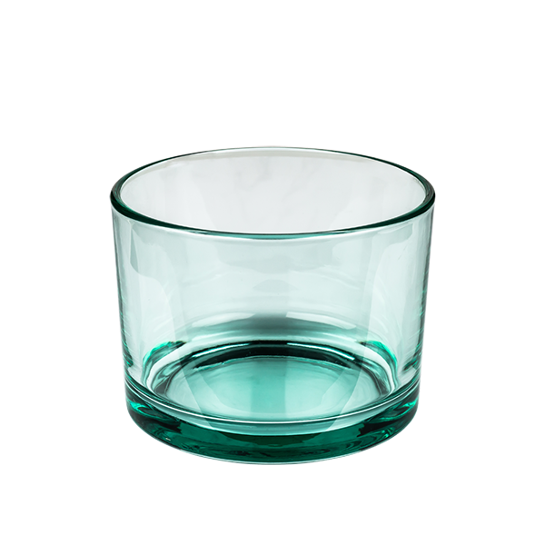 3 wick Translucent Green Candle Holder Glass 14.5oz