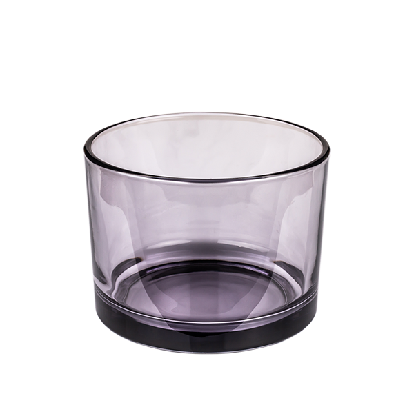 Portacandele viola traslucido a 3 stoppini in vetro 14,5 once