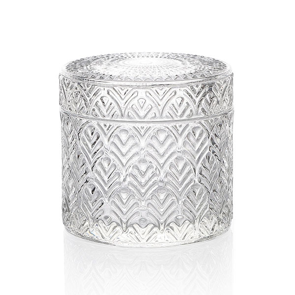 Fabbrica di vetro per candele in rilievo elegante 9x6,5 cm