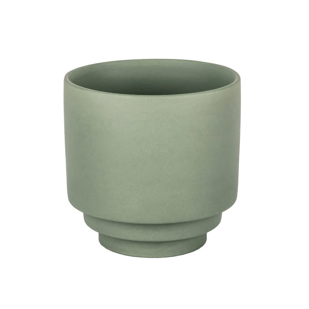 Vaso di candela in porcellana con design a gradino verde opaco vuoto