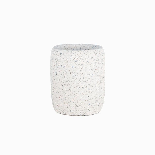 Suporte de vela de concreto branco terrazzo de 6 onças