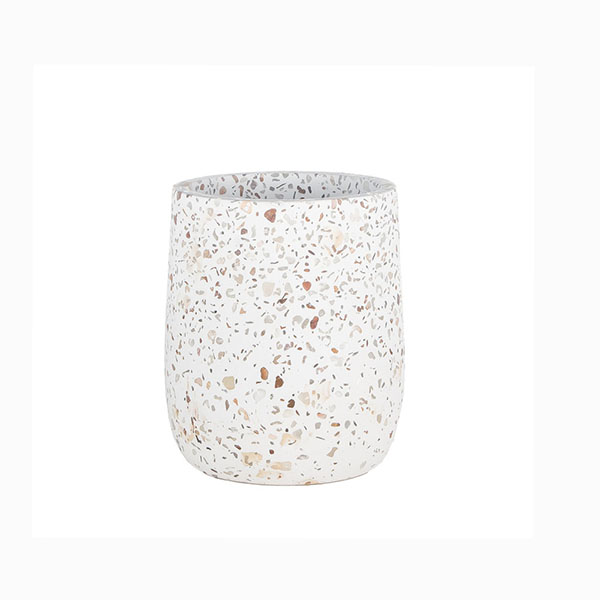 Suporte de vela de concreto branco terrazzo 9 onças
