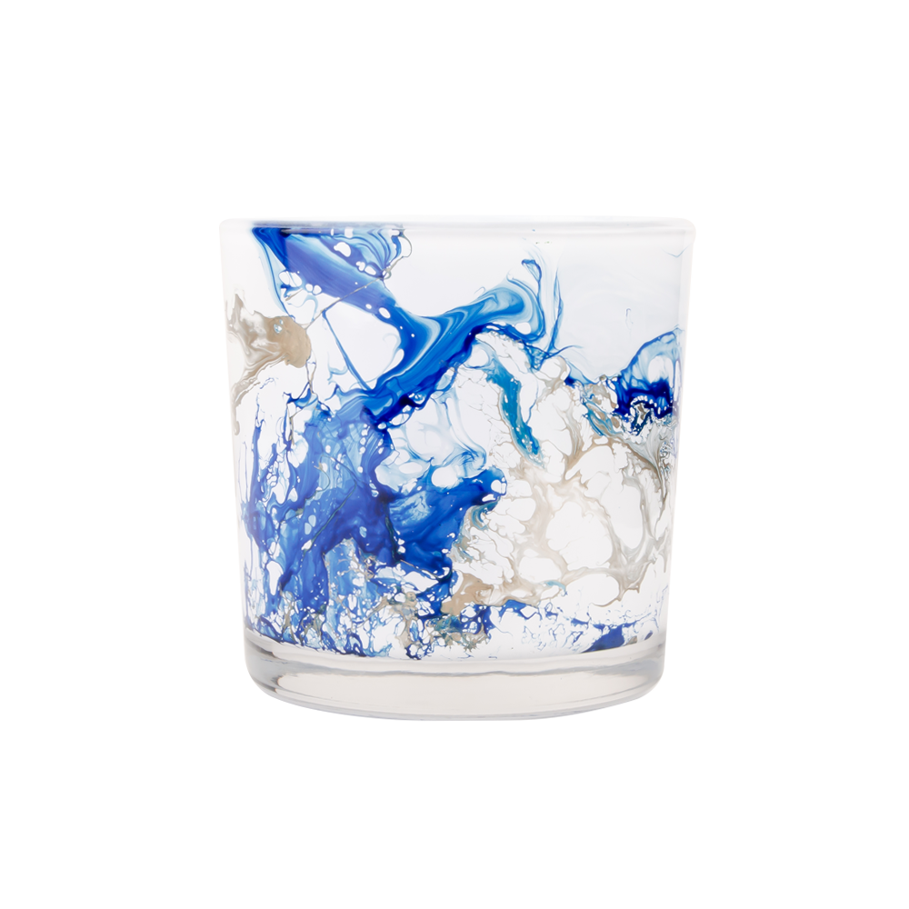 Vela de mármore azul copo de vidro aquarela jarra de vela atacado