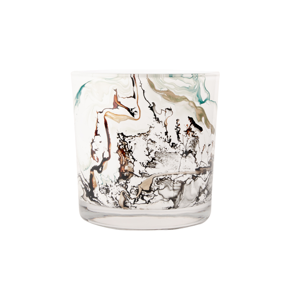 Empty Swirl Watercolor Candle Glass Container 14oz