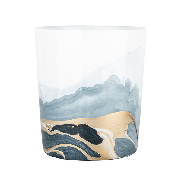 حاوية شمعة سيراميك بألوان مائية فاخرة مصنوعة يدويًا 15 أونصة سموكي