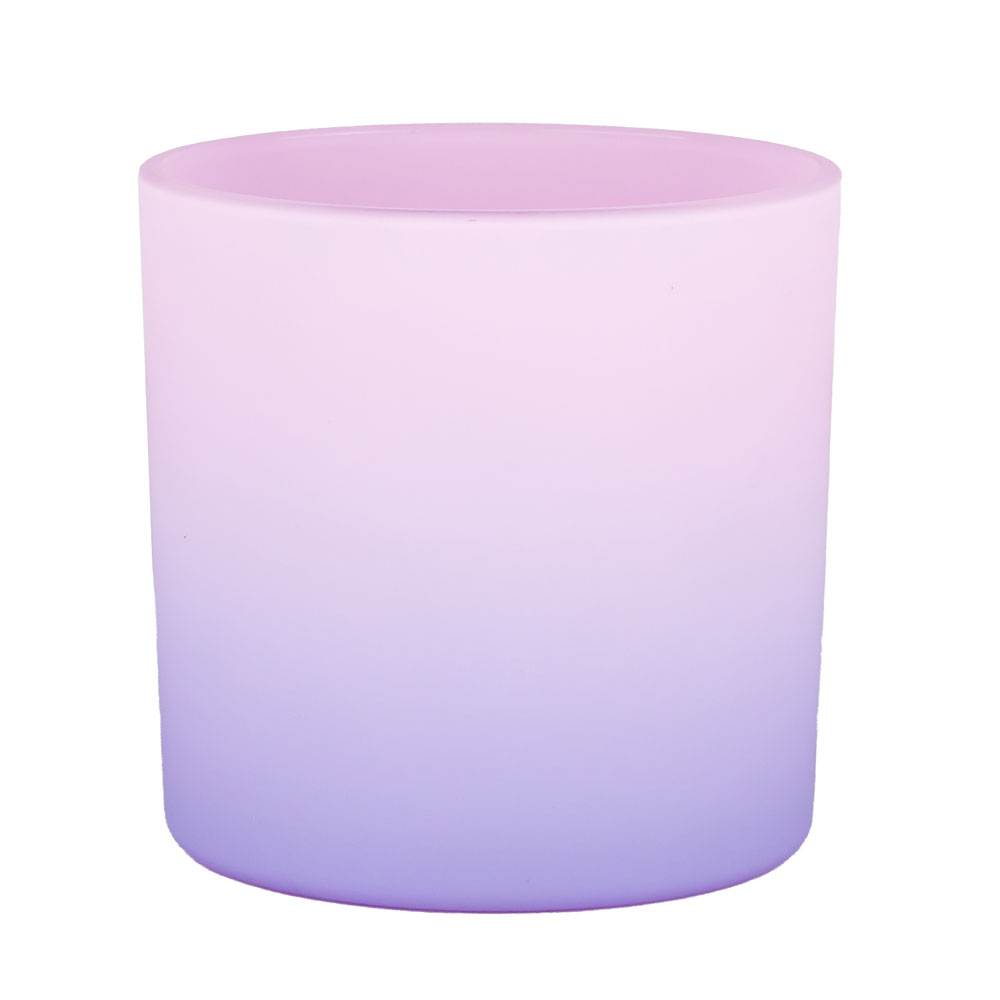 Matte Ombre Colored Two Wicks Glass Candle Jar For Lavender Candles