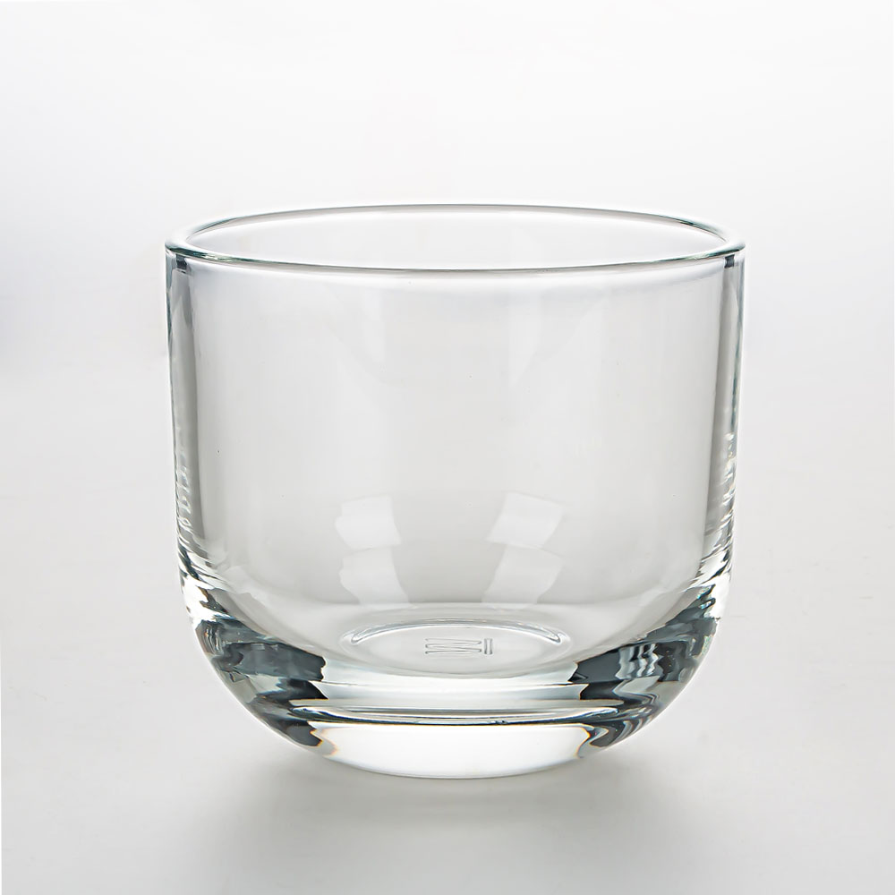 12oz Curved Heavy Base Plain Glass Candle Holder For Wholesale