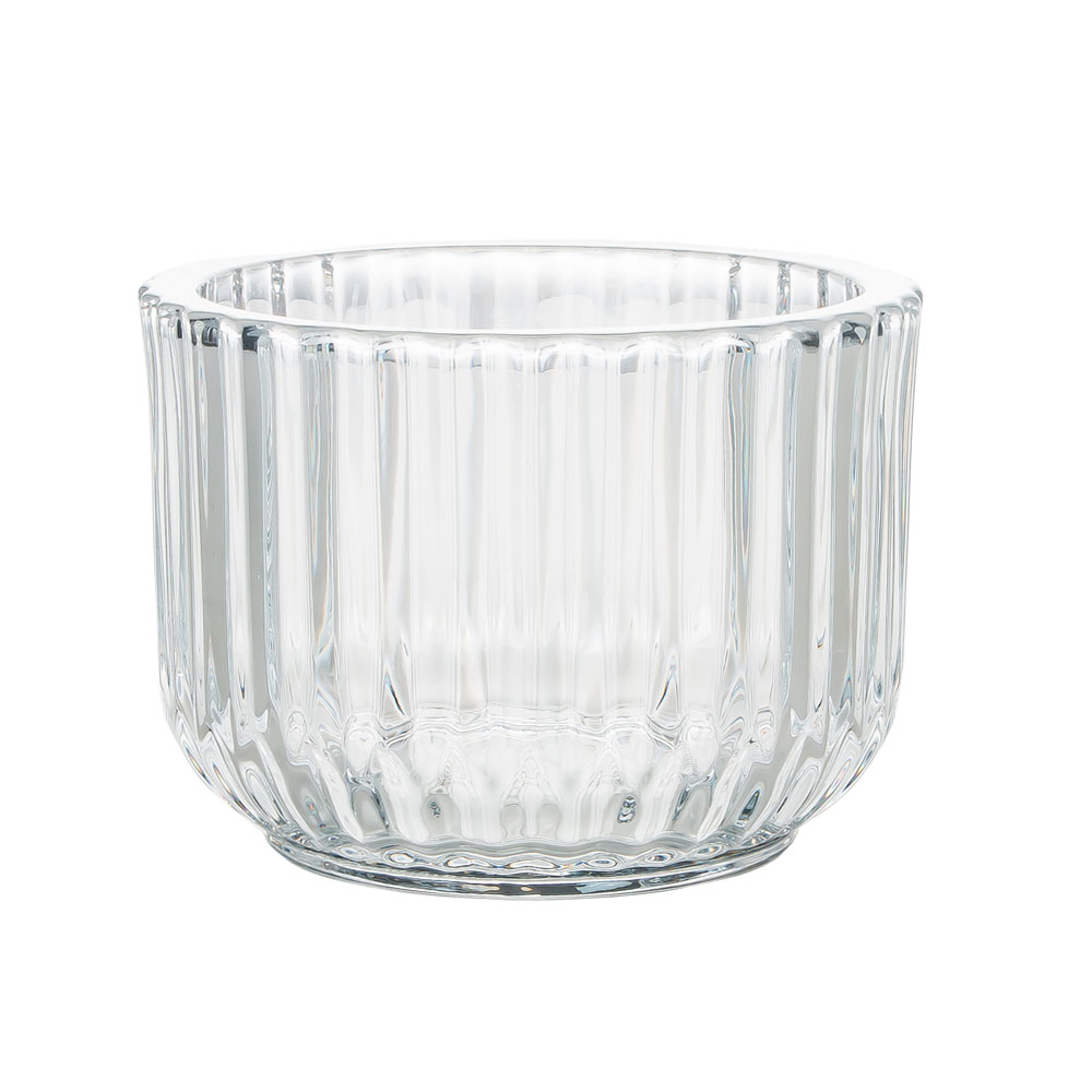 10オンス カーブベース 厚みのあるプレーンガラスキャンドルホルダー テクスチャードパターン