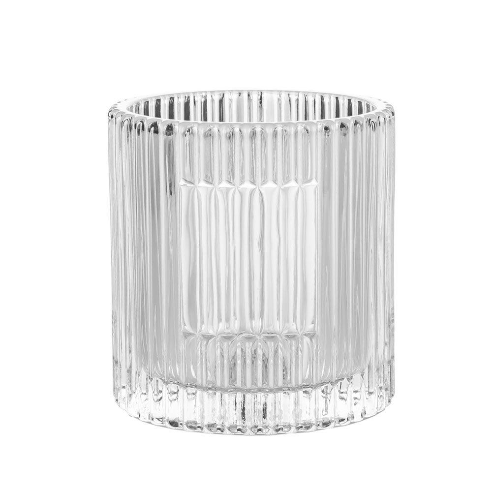 10oz 圆柱条纹图案玻璃烛台