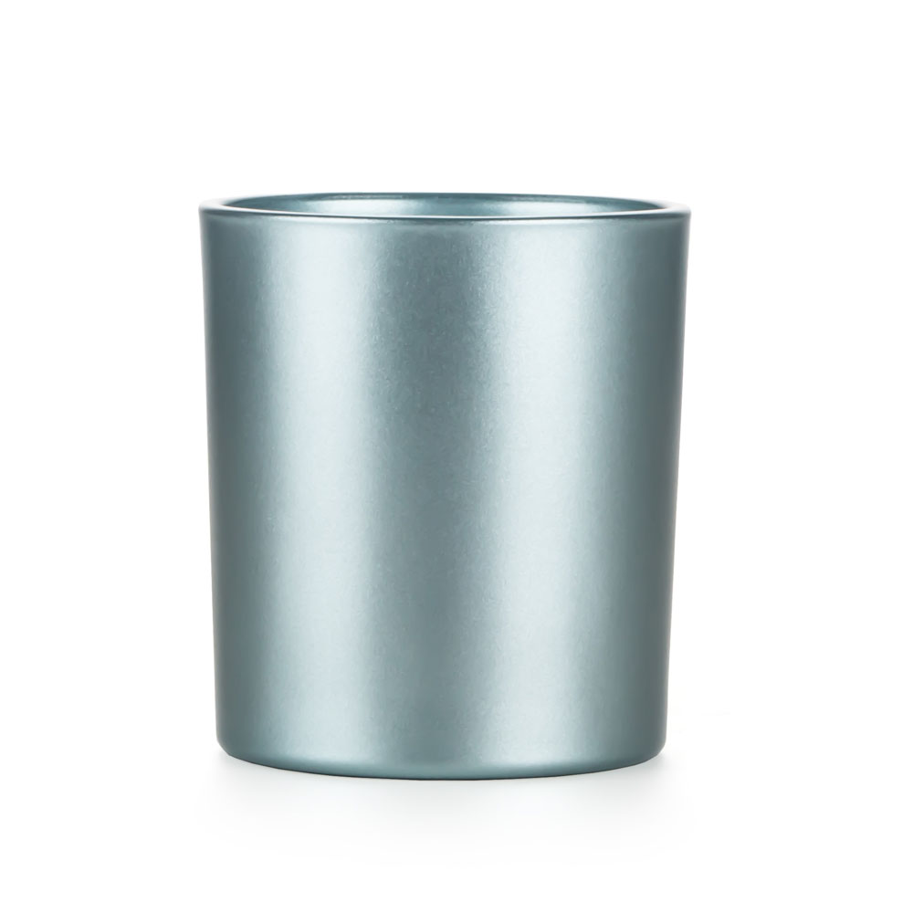 真珠光沢ラッカー グリーン ガラス キャンドル ジャー空