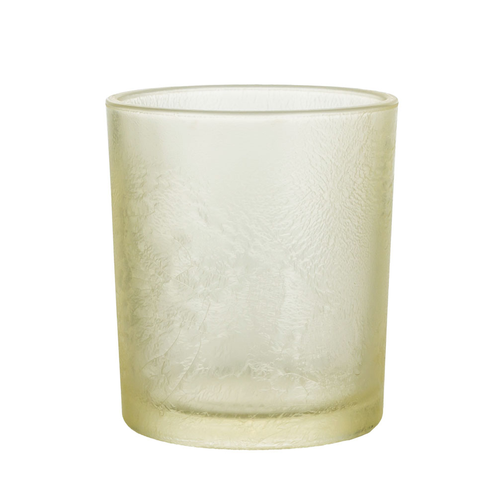 Crack Lack Gelb Glas Kerzenhalter 11 Unzen leer