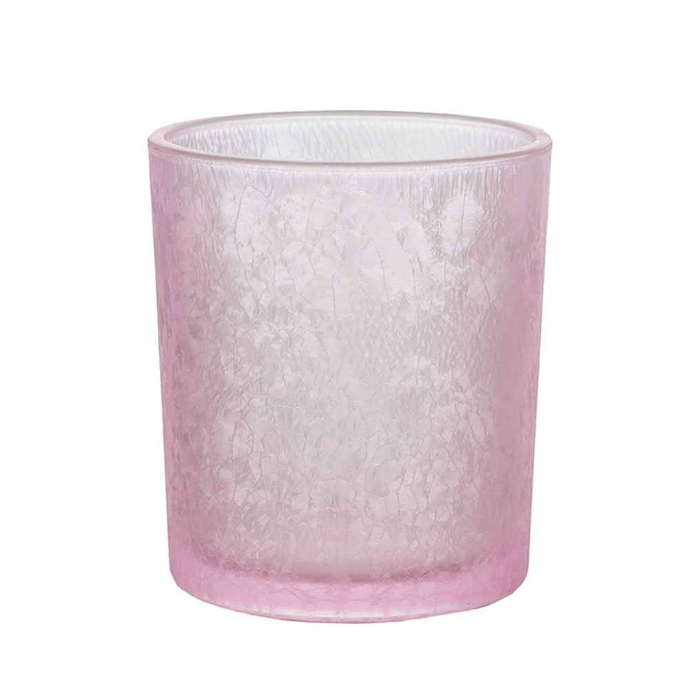 Crack Lacquer Pink Glass Candle Holder 11oz In Bulk