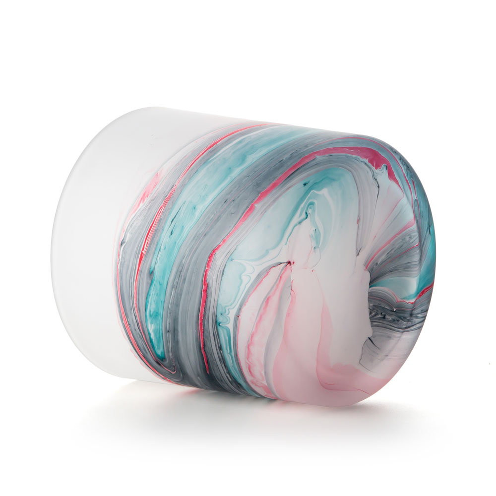 Suporte de velas de aromaterapia de luxo de vidro com decoração em aquarela espiral