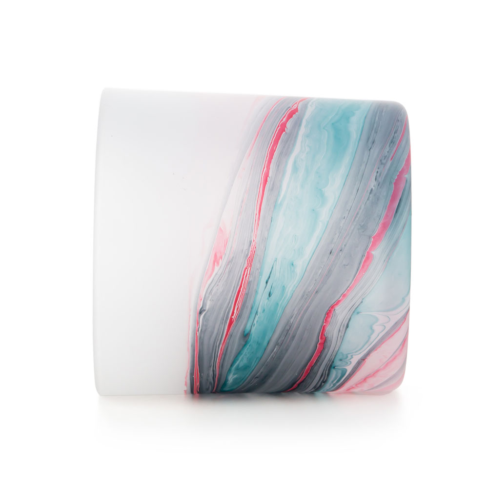 Suporte de velas de aromaterapia de luxo de vidro com decoração em aquarela espiral