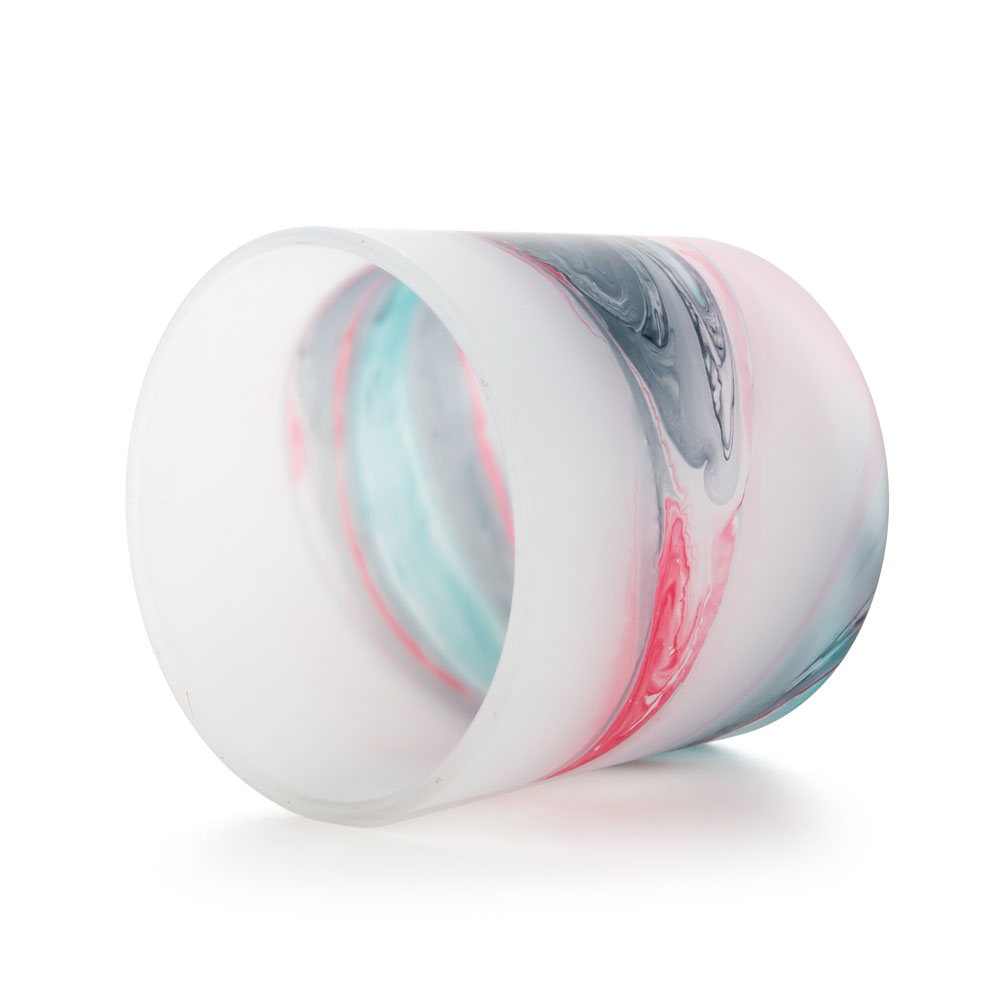 Suporte de velas de aromaterapia de luxo de vidro com decoração em aquarela espiral