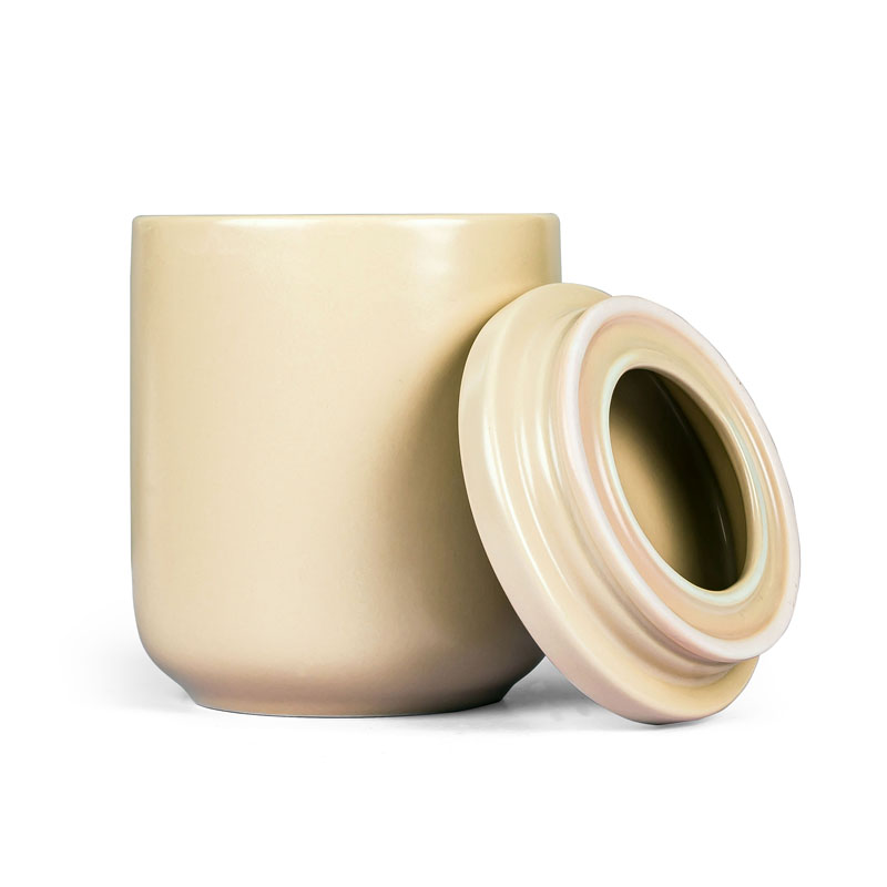 Glazed Coconut Milk Mango Ceramic Candles Vessel With Lid