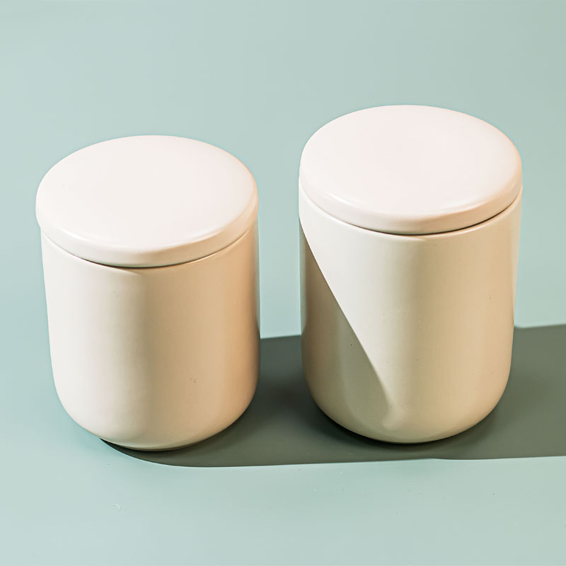 Glazed Coconut Milk Mango Ceramic Candles Vessel With Lid