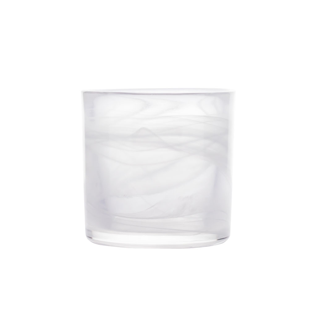 جرة شمعة بيضاء محمولة مصنوعة يدويًا من White Swirl