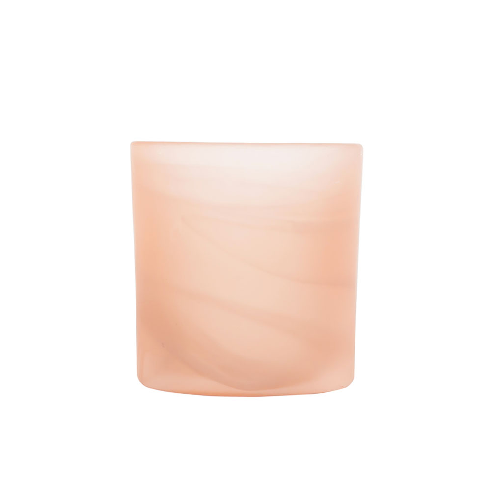 Pink Swirl handgefertigte tragbare Votivkerze Glasglas gefrostet